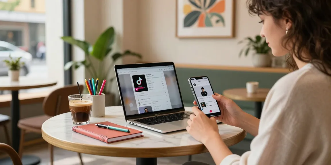Buy real TikTok followers while engaging in social media marketing strategies in an urban cafe.