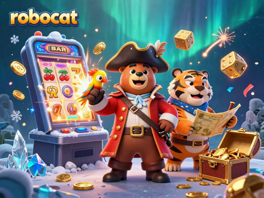 Catch the excitement with robocat's thrilling jackpot moment in this vibrant casino scene.
