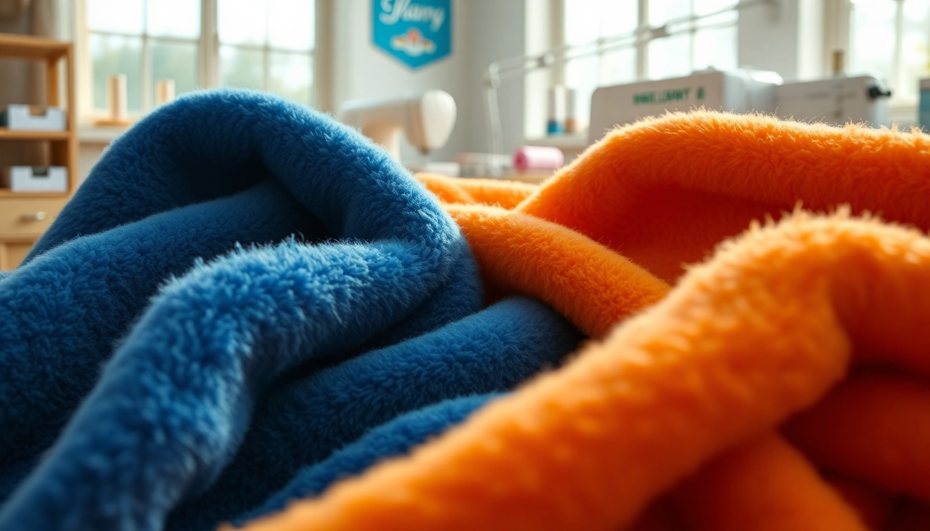 Fleece stof met rijke textuur in een gezellige naaiomgeving, perfect voor creatieve projecten.