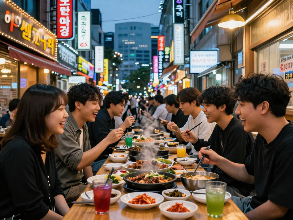 강남 달토에서 친구들과 함께 즐거운 저녁식사 중인 모습과 맛있는 음식들