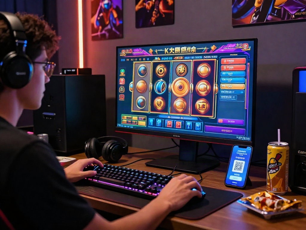 Player engaging in a virtual slot game with slot deposit qris options highlighted on the screen.