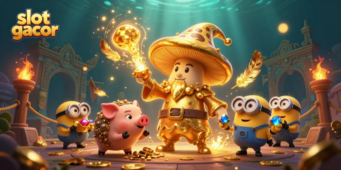 Experience thrilling slot gacor action in a vibrant gaming scene with golden treasures.