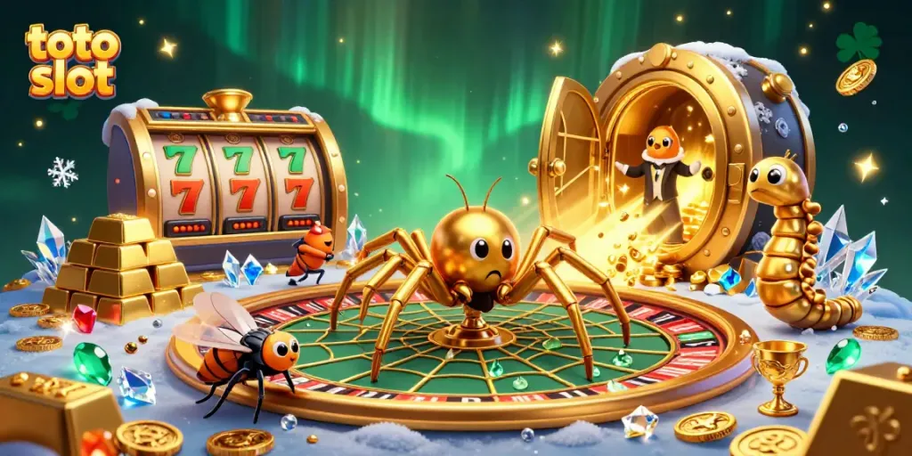 Engage in top-tier gaming with toto slot, featuring vibrant casino characters and slot elements.