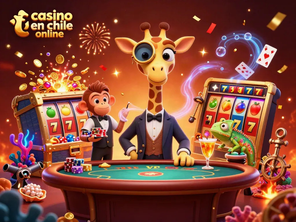 Disfruta del casino en chile online con una jirafa elegante y un cóctel magnífico en un entorno vibrante de juego.
