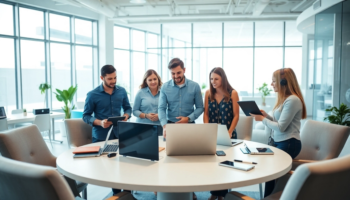 Team strategizing managed IT services Lakeland in a modern office environment.