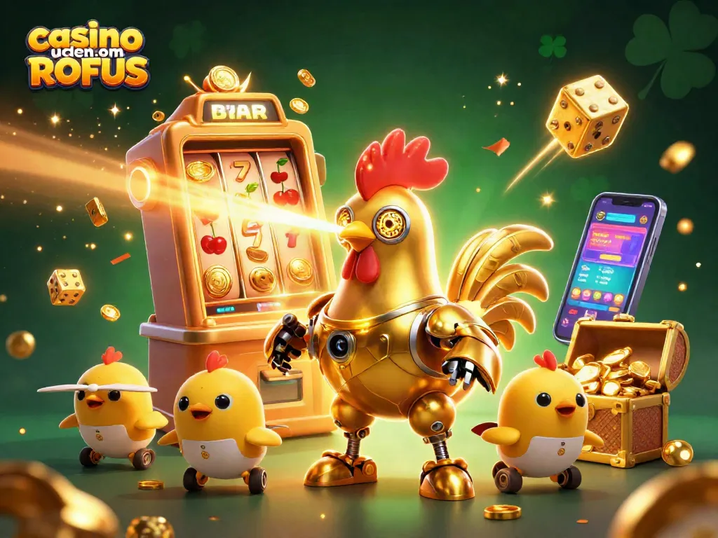 Experience casino uden om ROFUS with vibrant slot machines and colorful game elements in a dynamic scene.