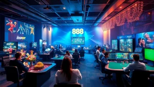 A dynamic visual of 888new's online gaming platform, showcasing diverse gaming options and an engaging atmosphere.