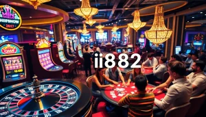 Experience the thrilling action of Hi8802 at the lively casino scene featuring poker, roulette, and slot machines.
