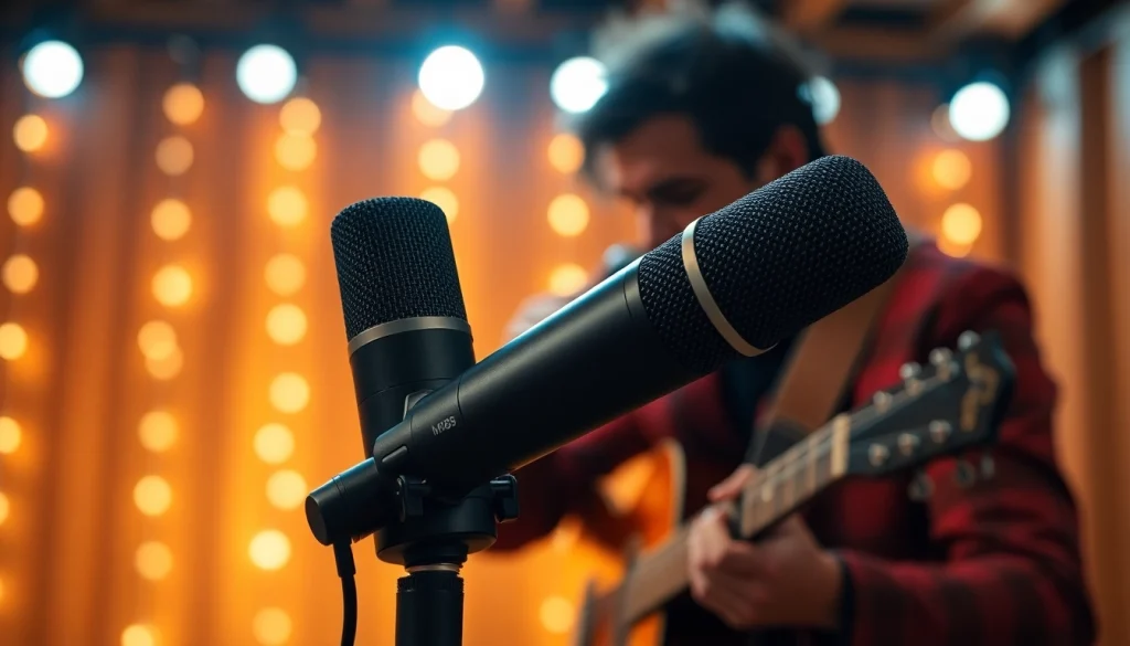 MV88 microphone showcased during a live performance by a passionate musician.