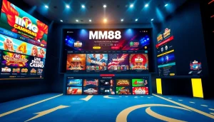 MM88 sa com homepage with vibrant design showcasing slots, live casino, and sports betting options.