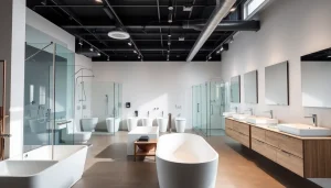 In einem eleganten Badezimmer zeigt sonni sanitär GmbH hochwertige Badprodukte und modernes Design.