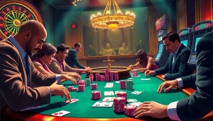 Tense poker game at Nhà cái MM88 featuring high-stakes action and colorful chips.