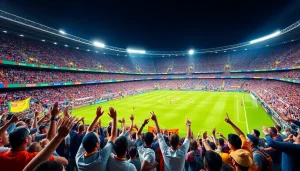 축구중계 중계를 즐기는 팬들이 열광하는 모습