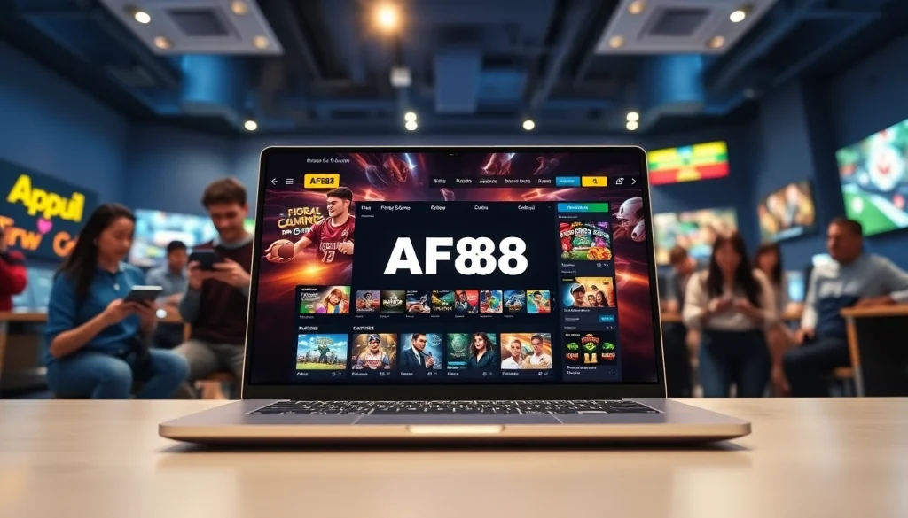 AF88 online betting platform featuring diverse players enjoying games on modern devices.