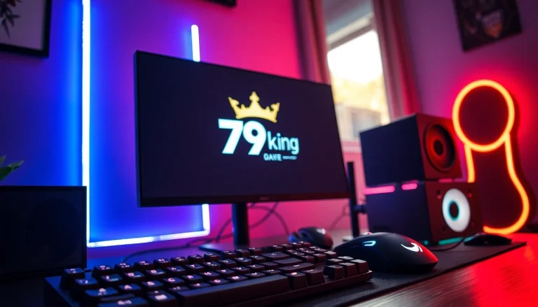 Engaging gaming setup with the 79king logo, highlighting performance and excitement.