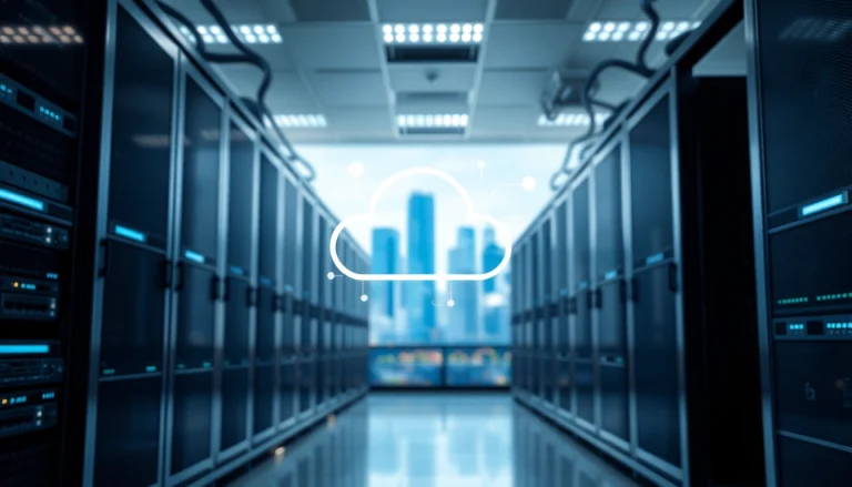 Showcase of Hybrid Cloud Solutions in a modern data center environment with advanced tech.