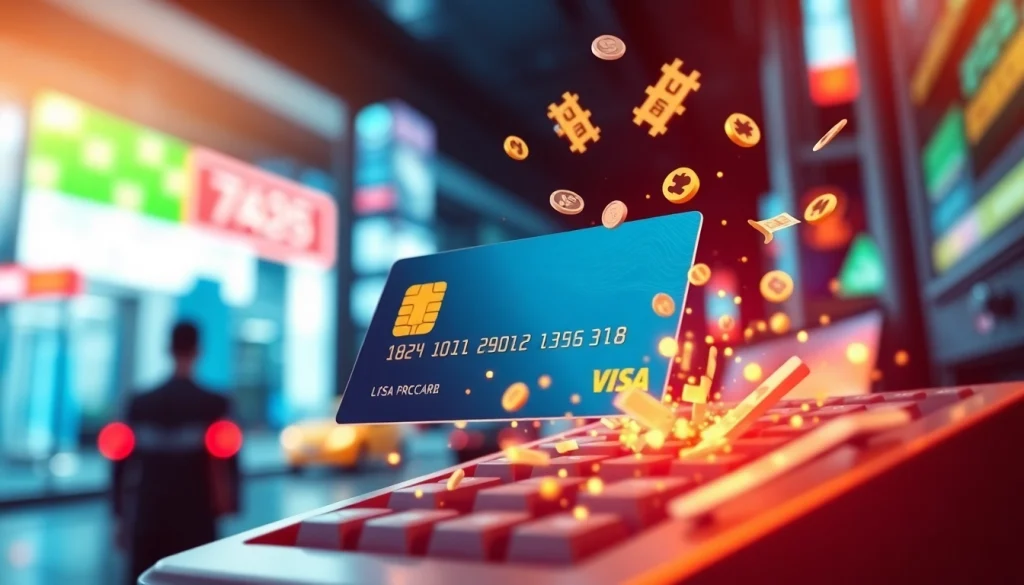 카드깡에 관한 추상적인 일러스트, 현대 금융 설정의 중심에 위치.