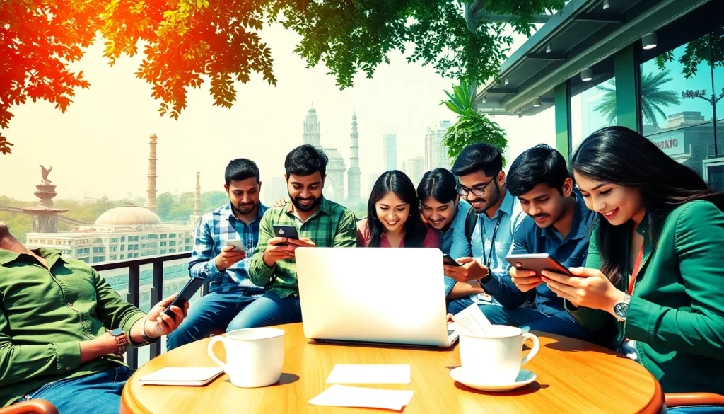 Engaging users explore sports betting sites India amidst an energetic urban atmosphere.