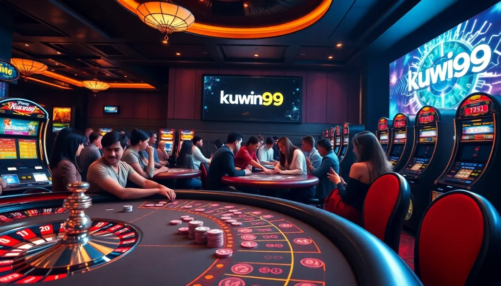 Kuwin 789 players engaged in strategic poker gameplay in a luxurious casino setting.