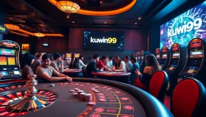 Kuwin 789 players engaged in strategic poker gameplay in a luxurious casino setting.