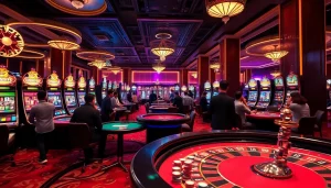 Lounging in excitement at 'luong son tv', gamblers enjoy captivating casino games with vivid displays of poker chips and roulette.