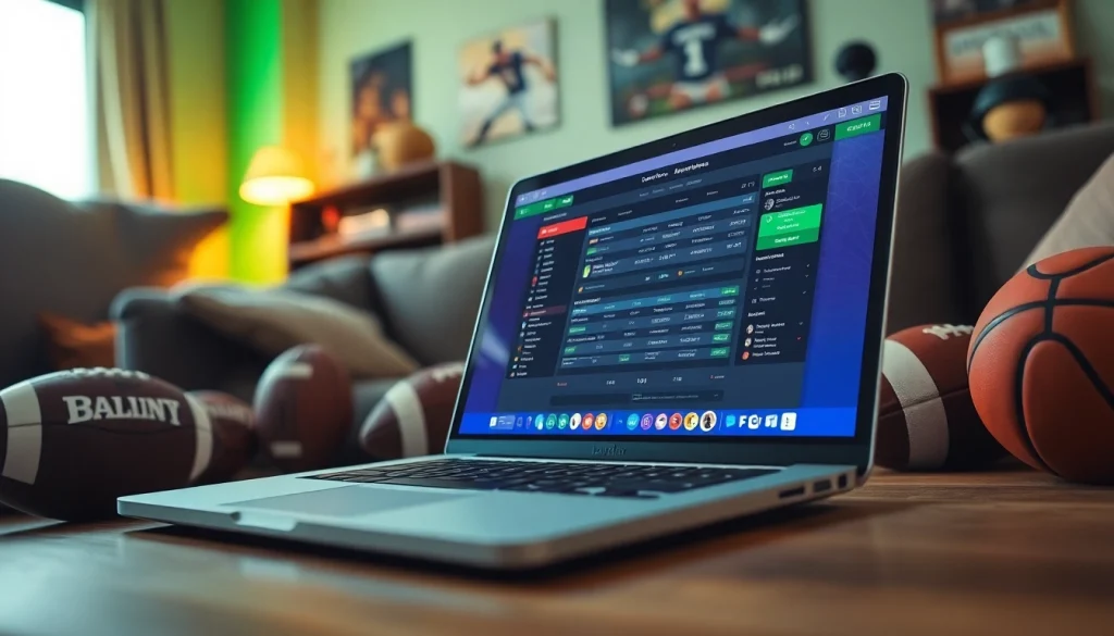 Discover the excitement of online sports betting Alabama with a dynamic betting interface and sports memorabilia.