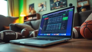 Discover the excitement of online sports betting Alabama with a dynamic betting interface and sports memorabilia.