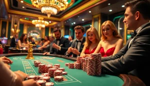 Players engaged in an exciting poker game at a luxury casino website.