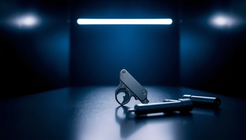 Wot trigger elegantly displayed on a table, showcasing its design and metallic texture.