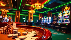 Experience thrilling online games at AF88 with vibrant casino visuals and a sophisticated gambling atmosphere.