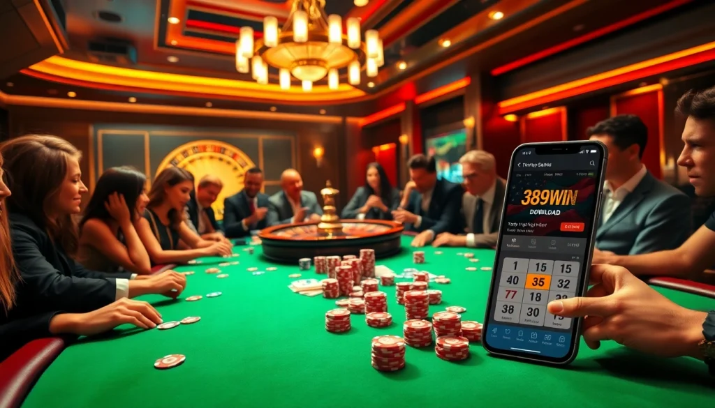 Experience the thrill of betting with 389WIN Download at a vibrant casino table.