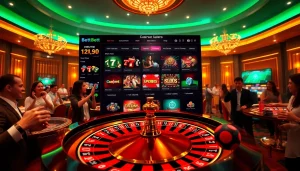 Engage in thrilling online gambling with ink vao 12bet showcasing casino elements like roulette and poker chips.
