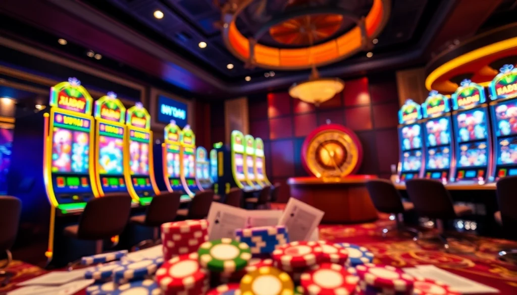 Engaging in thrilling gameplay at slot server kamboja with vibrant machines and gaming excitement.