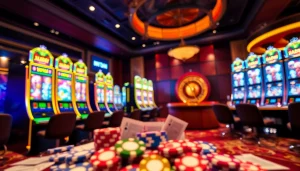 Engaging in thrilling gameplay at slot server kamboja with vibrant machines and gaming excitement.