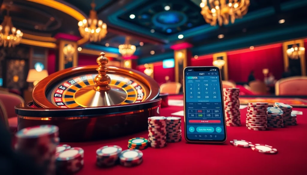 Experience the excitement of gaming at 5GBET with a vibrant roulette scene and luxurious casino elements.