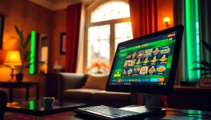 Engaging view of Alabama online casinos featuring vibrant gaming elements on a computer screen.