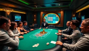 Experience the thrill of 789f with professional poker players at a luxurious casino table.
