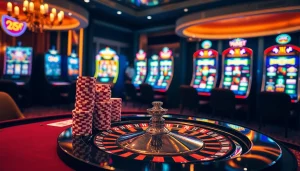 THABET table gaming experience featuring vibrant poker chips and roulette.