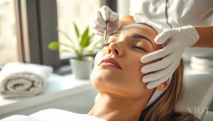 Experience a rejuvenating Dermaplane Facial as a skilled esthetician exfoliates the skin.