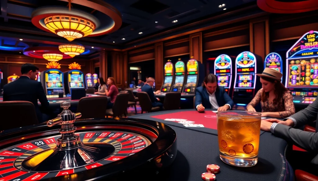 Experience the thrilling atmosphere of gambling at https://rr88it.com/ with an exciting casino scene featuring roulette, poker, and slot machines.