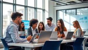 WPS官网下载 showcasing professionals collaborating with AI-powered WPS Office software in a bright modern office.