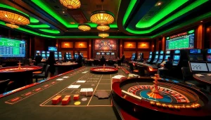 Engaging gamblers in a vibrant scene showcasing 7m cn live betting action with casino tables and sports screens.