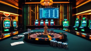 Experience the thrill of gambling with link bet88 at a luxurious casino table featuring vibrant poker chips and cards.