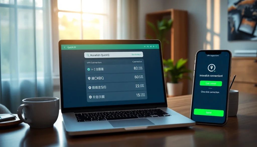 在舒适的家庭办公室里，QuickQ官网在现代设备上提供的安全在线体验。