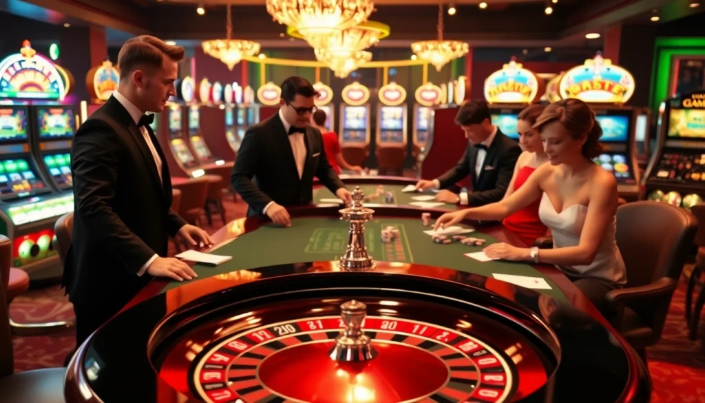 Experience the excitement of gaming at https://688v.games/ with luxurious casino tables and vibrant atmosphere.