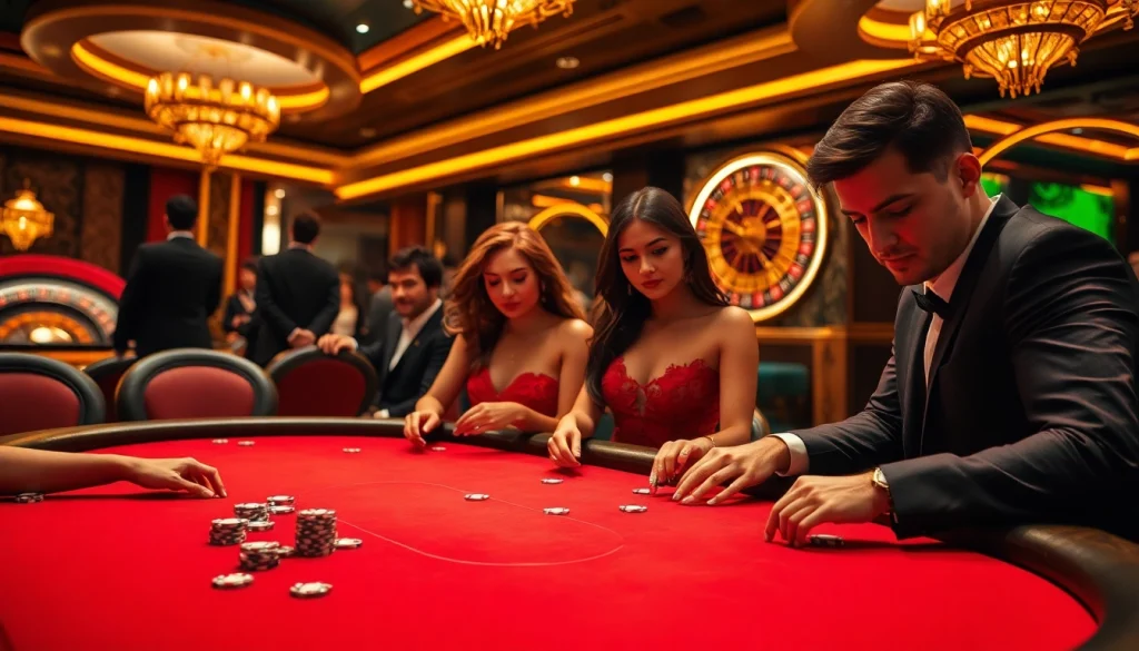 Participants engaged in a thrilling game at the GO99 casino poker table with chips and cards.