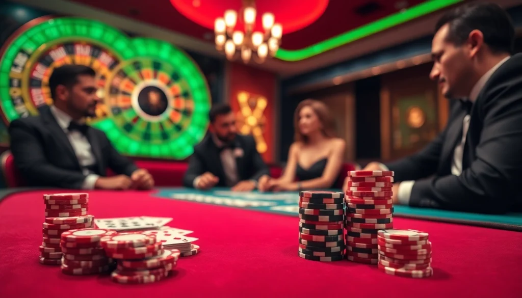 Experience online poker excitement at rikvip with vibrant casino visuals and elegant players.