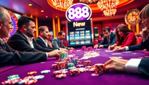 Engage with thrilling moments at the 888 new casino, featuring intense poker action and colorful chips.