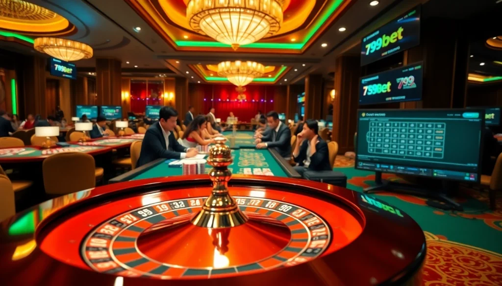 Experience the thrill of 789bet đăng nhập with dynamic players at casino tables showcasing excitement and strategy.