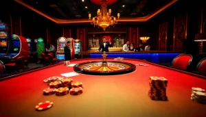 Experience the thrill of lu88 casino with an elegant gambling table and vibrant atmosphere.